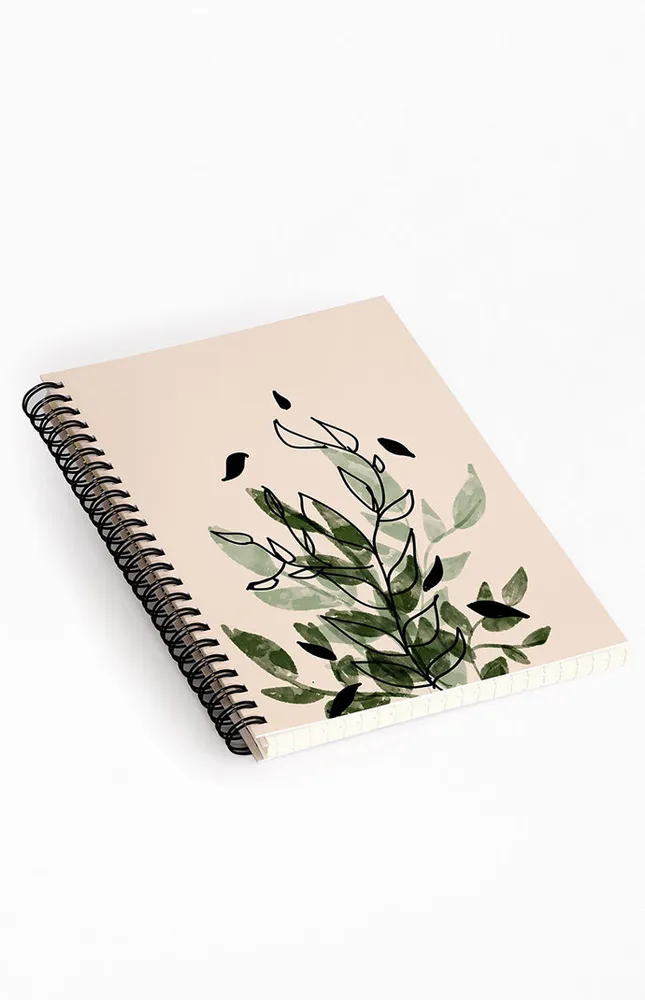 Aleeya Jones Green And Black Leaves Notebook
