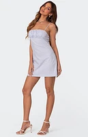 Edikted Henrietta Ruched Linen Look Mini Dress