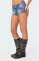 Edikted Honey Low Rise Denim Micro Shorts
