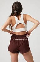 PAC 1980 Active Brown Piping Dolphin Hem Track Shorts