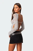 Edikted Open Back Metallic Knit Top