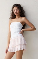 Beverly & Beck Light Pink Lace Tiered Mini Skort