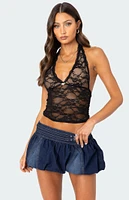 Edikted Simona Sheer Lace Halter Top