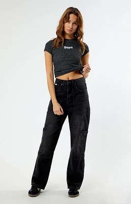 The Ragged Priest Charcoal Combat Straight Leg Jeans