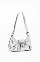 PacSun Silver Faux Leather Front Buckle Shoulder Bag