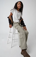 Pacsun Kids Stretch Sage E-Waist Porter Baggy Cargo Pants