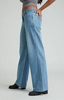 Pacsun Medium Indigo Double Button Low Rise Baggy Jeans