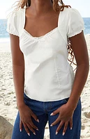 John Galt White Puff Sleeve Top
