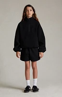 Kids Fear of God Essentials Jet Black Polar Fleece Half Zip Sweatshirt