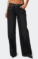 Edikted Quincy Studded Low Rise Jeans