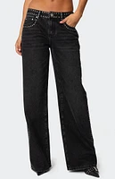 Edikted Quincy Studded Low Rise Jeans