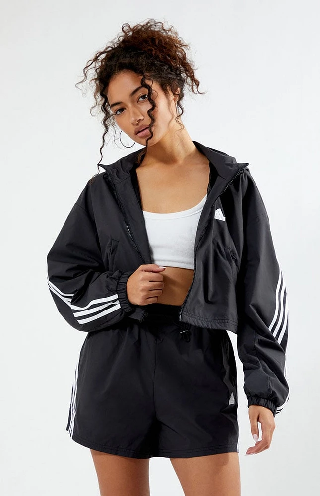 adidas Recycled Black Essentials 3-Stripes Woven Windbreaker Jacket