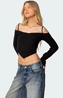 Edikted Triangle Hem Off Shoulder Sweater