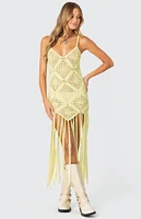 Edikted Fringey Crochet Maxi Dress