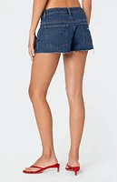 Edikted Fern Mid Rise Denim Shorts