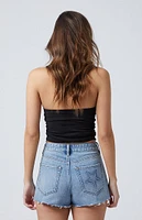 PacSun Light Indigo Star High Waisted Denim Festival Shorts