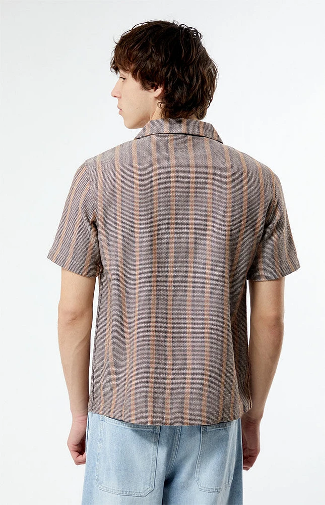 PacSun Brown Woven Striped Camp Shirt
