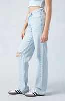 PacSun Eco Light Indigo Ripped Asymmetrical Waistband '90s Boyfriend Jeans