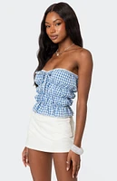 Edikted Lanna Gingham Elastic Scrunch Top