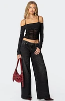 Edikted Susie Off Shoulder Mesh Top