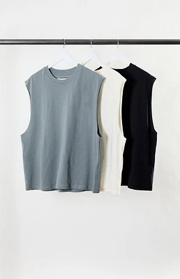 Pacsun 3 Pack Solid Color Cutoff Muscle T-Shirts
