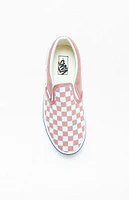 Kids Mauve & White Checker Classic Slip-On Shoes