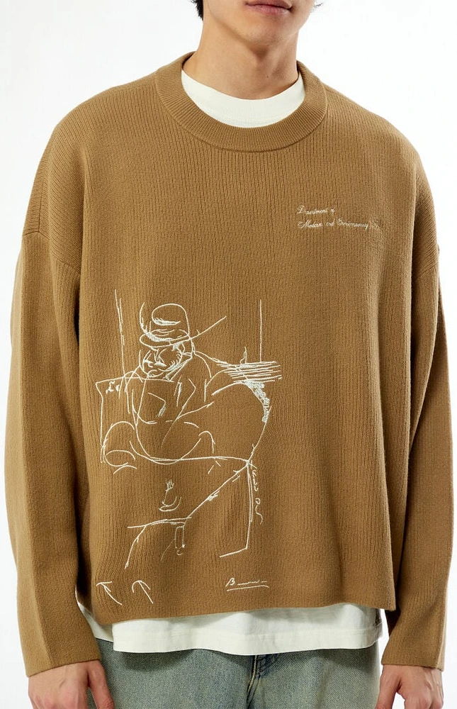 The Met x PacSun Man at a Café Table Paris Cropped Sweater