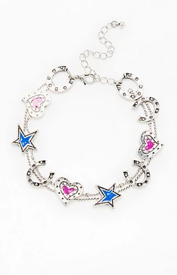 LA Hearts Heart Star Charm Bracelet
