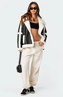 Edikted Rocki Oversized Faux Leather Shearling Jacket