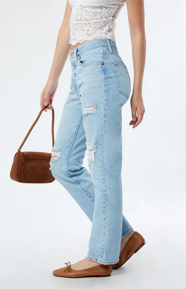 Levi's Light Indigo Ripped 501 Original Fit Jeans