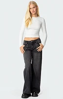 Edikted Grommet Low Rise Baggy Jeans