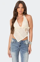 Edikted Quinta Lacey Asymmetric Halter Top