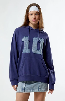 PacSun Denim Number Patch Hoodie
