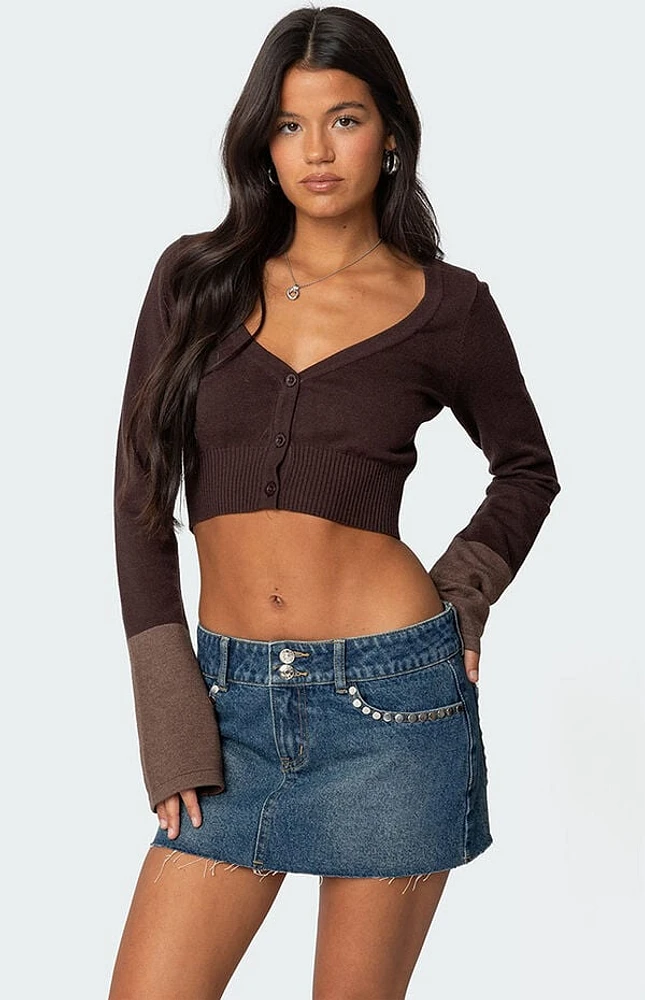 Edikted Color Block Flared Sleeve Cardigan