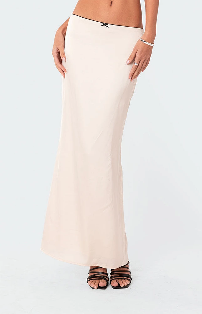 Edikted Satin Back Slitted Low Rise Maxi Skirt