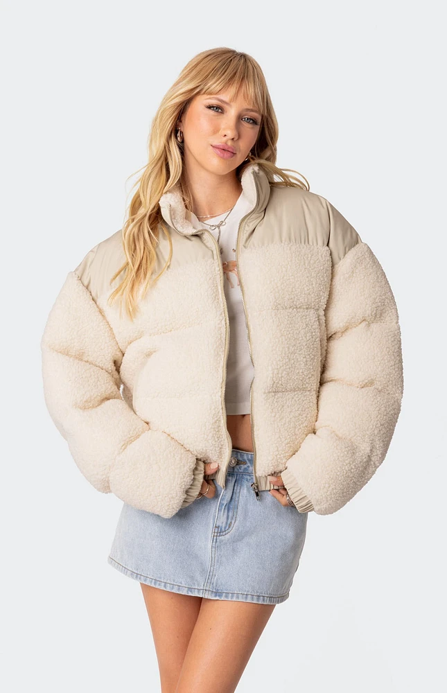 Oversized Sherpa Puffer Jacket