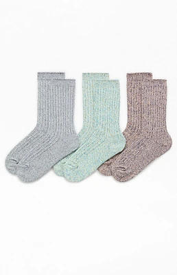 PacSun 3 Pack Grey Marled Crew Socks