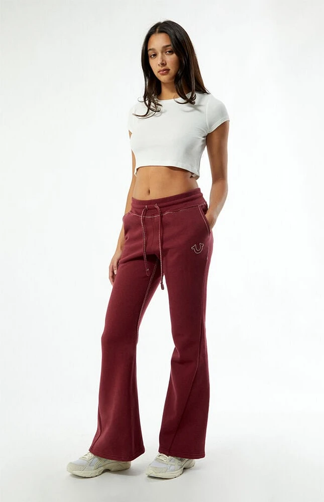 True Religion Joey Mid Rise Big T Flare Sweatpants