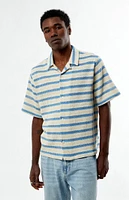 PacSun Blue Striped Texture Oversized Resort Camp Shirt
