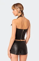 Edikted Wilde Lace Up Faux Leather Corset