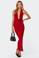 Edikted Cowl Neck Open Back Maxi Dress