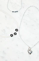 LA Hearts 3 Pack Daisy Heart Layer Necklaces