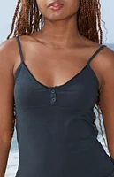 John Galt Black Tiffany Button Tank Top