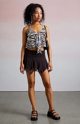 Third Charm Indy Zebra Ruffle Tank Top