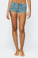 Edikted Cargo Pockets Denim Micro Shorts