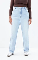 PacSun Stretch Light Indigo Curve Dad Jeans