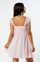 LA Hearts Bow Babydoll Mini Dress