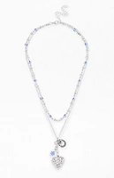 LA Hearts Heart Etched Beaded Layered Necklace