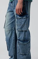 Pacsun Dark Indigo Baggy Barrel Cargo Jeans