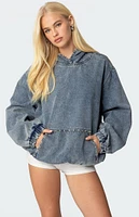 Edikted Marney Oversized Studded Denim Hoodie